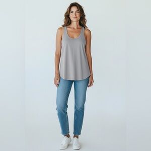 Express Light Gray Racerback Tank Top Zipper on Back Medium
